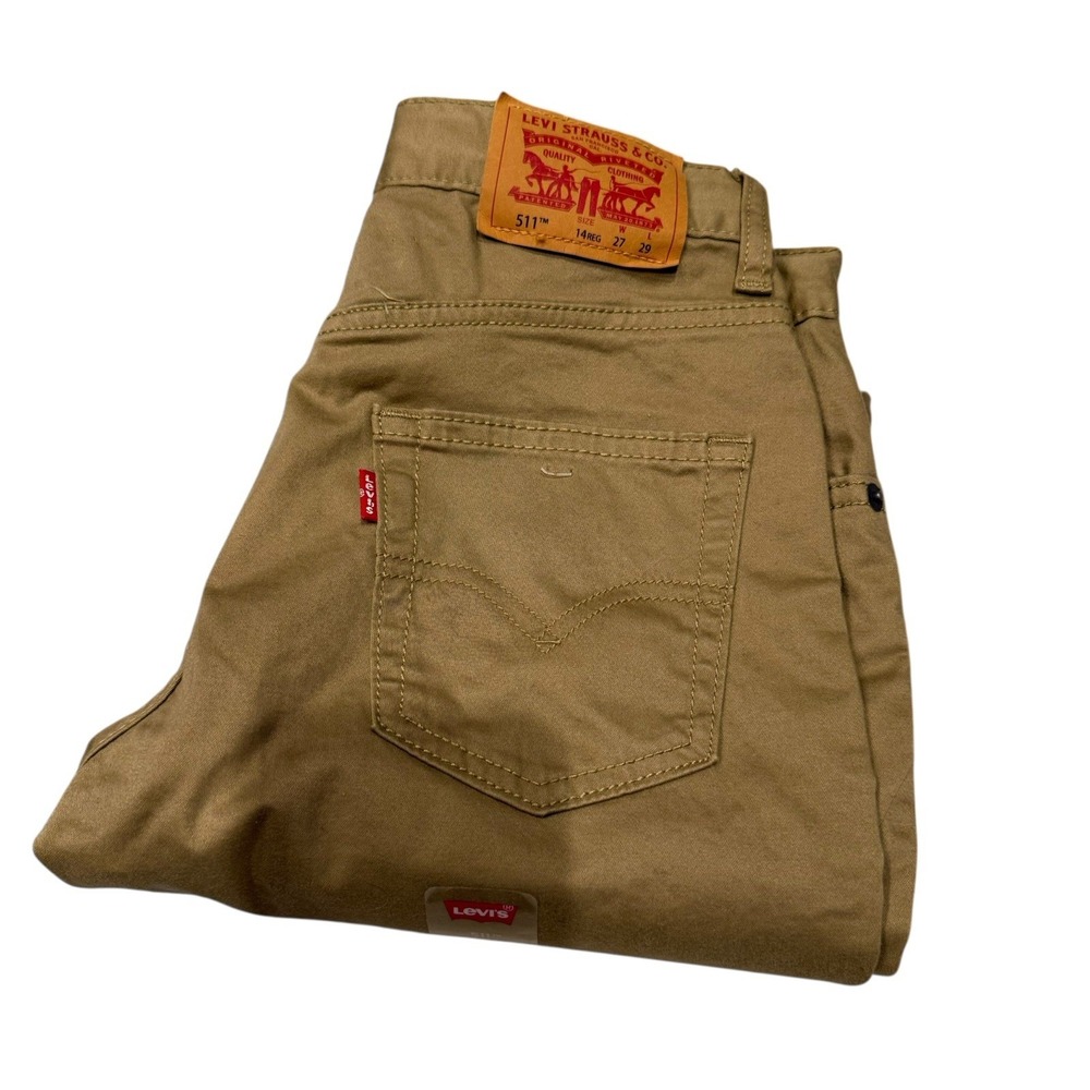 Levi Strauss 511 Slim Youth Beige Pants Size 14 Regular W27 X L29 New W Tags